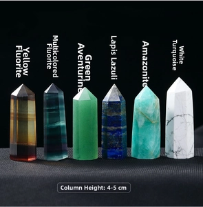 Selection of 4-5cm natural crystal points including fluorite and lapis lazuli on black