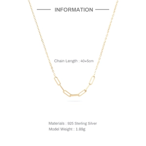 Specifications of 925 sterling silver chain with 40+5cm length and 1.89g weight details