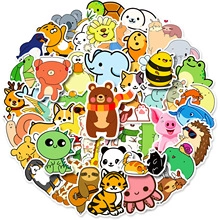 Detailed view of colorful die-cut cartoon animal stickers for kids rewards and DIY art