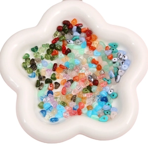 Colorful water drop acrylic beads in flower bowl for DIY jewelry making and crafts