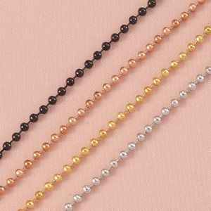 Chaînes à billes minimalistes de 2,4 mm en acier inoxydable noir, or rose, or et argent