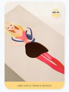 Vue détaillée d'une boîte à mouchoirs créative avec illustration de fille de dessin animé