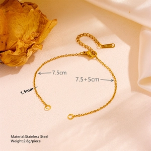 18k gold plated stainless steel bracelet with lobster clasp and adjustable extension chain