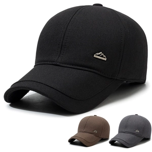 Men Winter Baseball Cap With Ear Flaps Windproof Warm Cotton Outdoor Sports Hat Mountain Metal Logo Adjustable