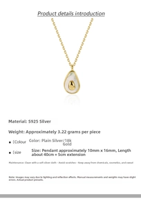 Detailed specs of S925 silver avocado pendant necklace with white shell inlay