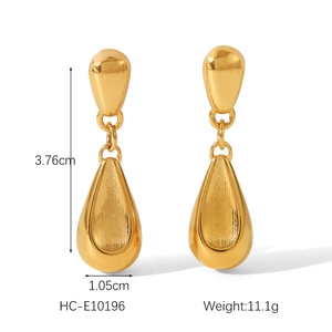 Detailed size specifications for 18K gold teardrop earrings with matte brushed finish