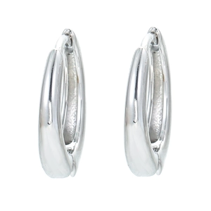 Minimalist silver U-shaped oval hoop earrings in polished finish for women
