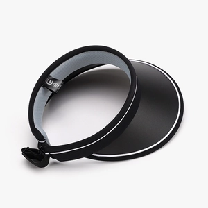 Women's UV protection black sun visor hat with adjustable headband and honeycomb lining