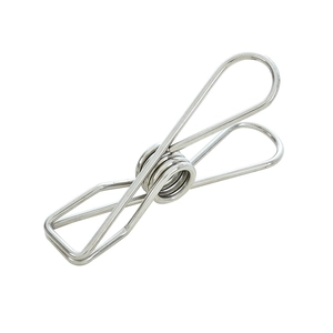 Stainless steel spring clip hanger with long tail hook for laundry and document storage