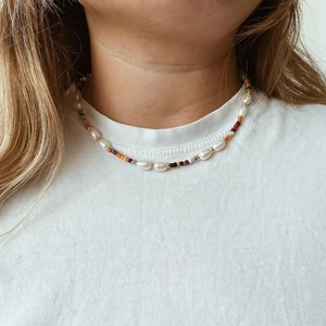 Handmade Bohemian Freshwater Pearl Necklace Colorful Glass Seed Beads 18K Gold Plated Copper Chain Choker Jewelry For Women