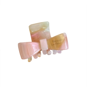 Sweet gradient acetate bow hair claw clip with pink and yellow marble texture finish