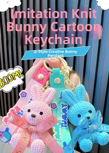Süßer Band-Hase Schlüsselanhänger, Harz gewebter Kaninchen Taschenanhänger Geschenk.
