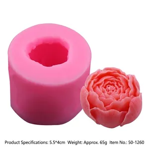 Macro view of a 5.5x4cm rose flower silicone mold for DIY soap and candle making