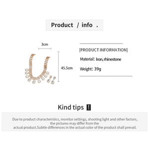 Guide détaillé des dimensions pour l'ensemble collier à pampilles et boucles dorées