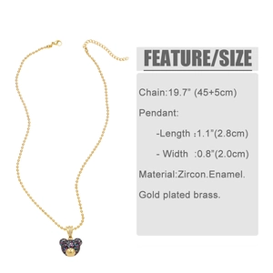 Détails du collier ours en zircon coloré avec spécifications de longueur et taille