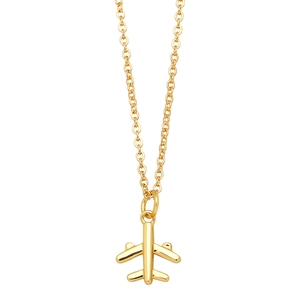 Elegant gold airplane pendant necklace for women on a minimalist chain with a polished finish