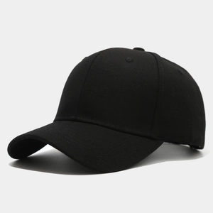 Detail of high-quality black cotton twill baseball cap with 6-panel structure and vent holes