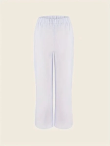 Pantalon large décontracté pour femme en lavande clair avec taille élastique