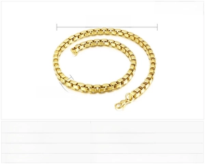 7mm gold-plated stainless steel box chain necklace with lobster clasp and 600mm length