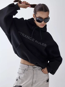 Women Oversized Hooded Sweatshirt Cotton Polyester Blend Streetwear Dropped Shoulder Hoodie Letter Print Casual Top
