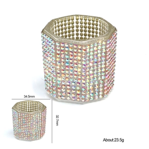 Macro detail of luxury square nail crystal cup with dimensions 34.5mm by 32.7mm
