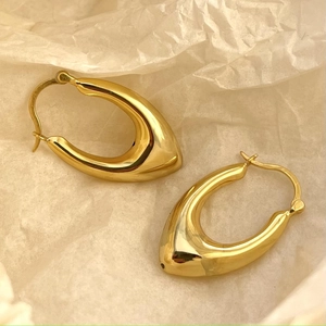 Glossy golden waterdrop earrings with polished mirror finish in a minimalist drop style