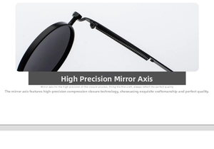 Detailed close-up of high-precision metal hinges and spring temples on steampunk sunglasses
