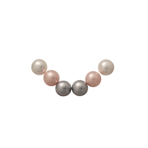 Set of minimalist round pearl stud earrings in grey pink and white high gloss finish