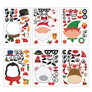 Christmas DIY make-a-face sticker set with Santa, snowman and reindeer designs