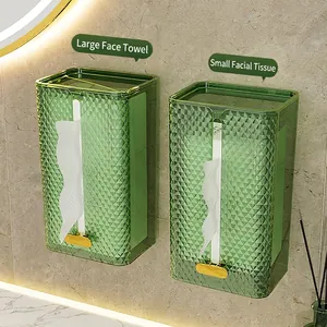 Wall Mounted Tissue Box Diamond Texture PET Transparent Green Napkin Holder For Bathroom Living Room Luxury Style