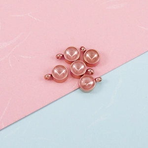 Vijf roségouden roestvrijstalen ronde hangerbakjes voor doe-het-zelf sieraden