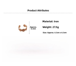 Detail showing iron material properties weight 27.5g and 6.3x6.3cm size for wave gold bangle