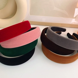 Padded vintage velvet headband set for women in assorted elegant colors for hair styling