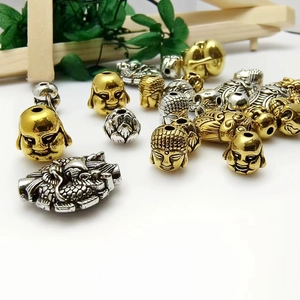 Tibetan silver Buddha head and fish spacer beads for DIY jewelry and keychain making