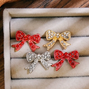 Elegant Bow Brooch Alloy Rhinestone Inlaid Pin For Women Wedding Banquet Suit Decoration Sparkling Jewelry Accessories
