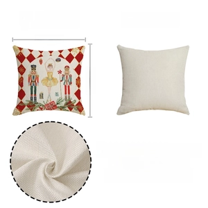 Detail showing Nutcracker Christmas pillow cover linen texture and fabric dimensions