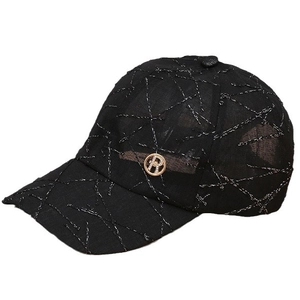 Women Mesh Baseball Cap Breathable Sun Protection Fashionable Adjustable Embroidery Letter Metal Decor Duck Tongue Hat