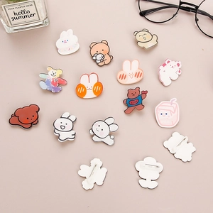 Cute Japanese style acrylic cartoon animal brooches and enamel pins for girls