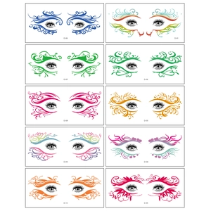 Set of 10 Halloween eye makeup temporary tattoo stickers with assorted artistic designs