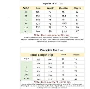 Tableau des tailles détaillé pour ensemble de sport homme haut et pantalon en centimètres