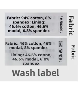 Detailed fabric composition label showing premium cotton modal and spandex blend