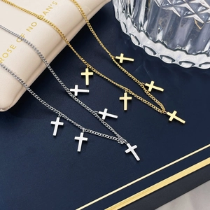 Collana Con Pendente A Croce In Acciaio Inossidabile Molteplici Croci Minimalista Hip Hop Catena Clavicola Gioielli Moda Donna Uomo