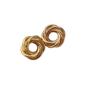 Chic gold irregular wavy spiral stud earrings with elegant minimalist twisted design