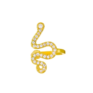 Anello vintage a serpente in oro con micro-pavé di zirconi e fascia regolabile