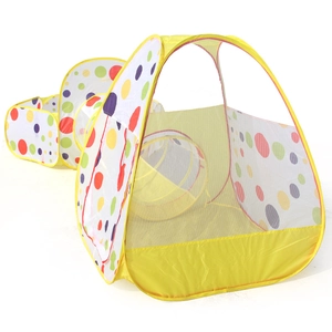 3-in-1 foldable kids play tent set with crawl tunnel and ball pit in colorful polka dots