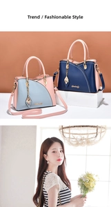Detail of color-block tote bags with butterfly charms and detachable shoulder straps
