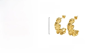 Detailed specs of irregular 18K gold plated titanium steel C-hoop earrings, 30x15mm