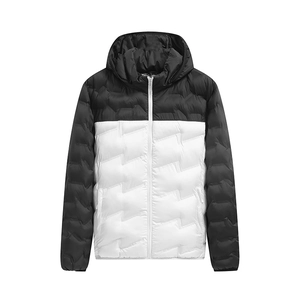 Herren-Winterjacke mit Graphene-Kapuze, schwarz-weißem Kontrast und Zickzack-Steppung