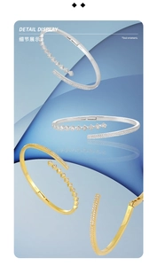 Detail view of S925 sterling silver bracelets with square diamonds in gold and silver