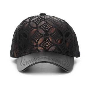 Casquette de baseball unisexe avec dentelle noire et visière en cuir mat